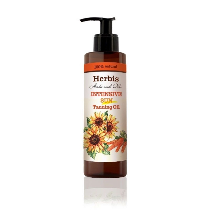  Intensive Sun Tanning Oil with Beta Carotene, Herbis, 200 ml