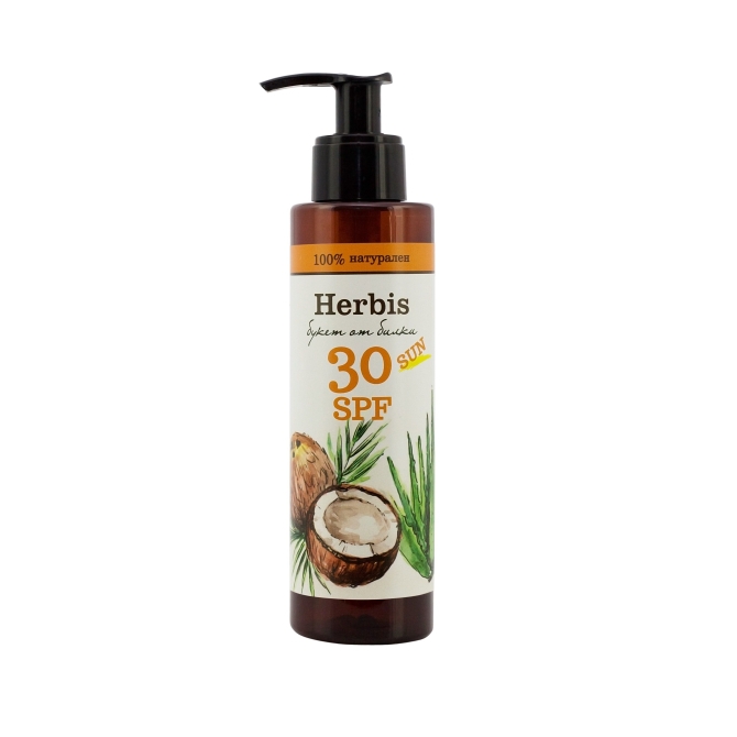 Натурално слънцезащитно мляко SPF30, Herbis, 200 ml