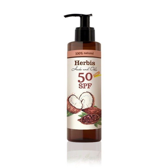 Натурално слънцезащитно мляко SPF50, Herbis, 200 ml